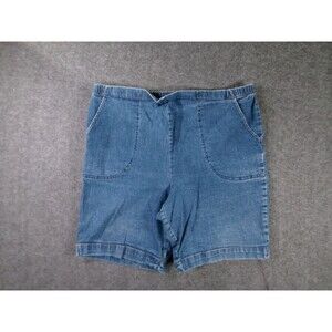 White Stag Shorts Womens 2X 18W 20W Blue Stretch Denim Elastic Waist Pockets